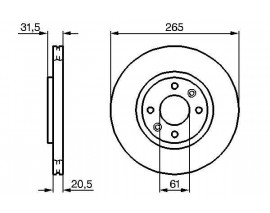 ÖN FREN AYNASI R21 89 94 2.0ie 2.1 D TURBO 264.5x20.5x4DELİK