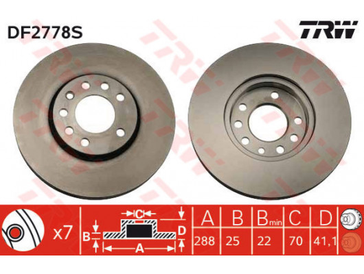 ÖN FREN AYNASI VECTRA B 96 02 SAAB 9-2/9-3 93 03 288x25x7DLxHAVALI 32025723-569357-93182306