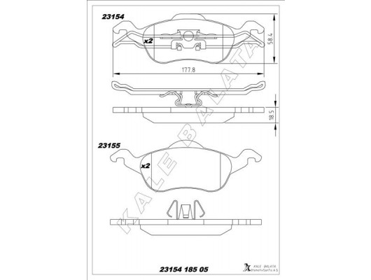 ÖN FREN BALATA FORD FOCUS 1.4L 1.6L 1.8L 2.0L 98-04