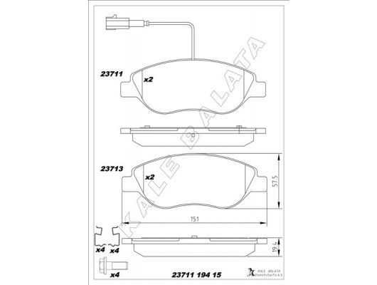 ÖN FREN BALATASI FİŞLİ FIAT BRAVO II 08 14 EGEA HB 15 ALFA ROMEO MITO 08 15 LANCIA DELTA III 08 1