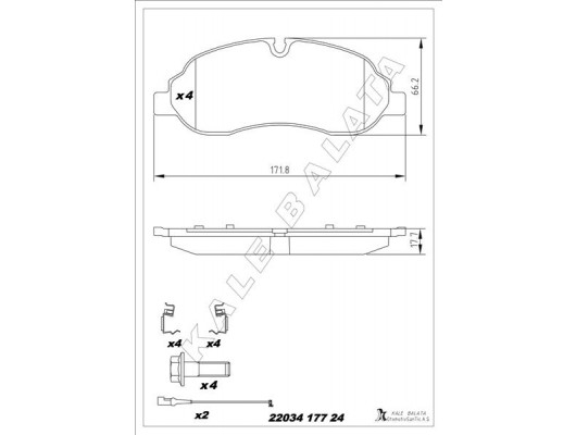 ON FREN BALATASI YENİ TRANSİT V363 TTG 14 ÇİFT TEKER FISLI KALE 22034A0001KD11