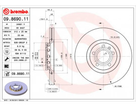 ON FREN DISKI-312 25 5 112 VW PASSAT 01-05 AUDI A4 01-08 A6 98-05 SKODA SUPERB 02-08 UV Coated