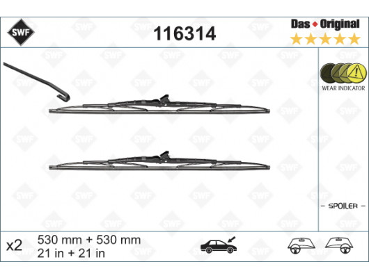 ÖN SİLECEK SÜPÜRGESİ TAKIM PASSAT VOLVO S70 V70 TRANSPORTER T4 530 530 mm