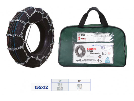 PATİNAJ ZİNCİRİ BİNEK VE HAFİF TİC.ARAÇ SERME 12-13 JANT 155x12 ZİNCİR EBATLARI İÇİN RESİME BAKINIZ