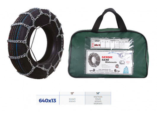 PATİNAJ ZİNCİRİ BİNEK VE HAFİF TİC.ARAÇ SERME 13-14 JANT 640x13 ZİNCİR EBATLARI İÇİN RESİME BAKINIZ