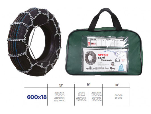 PATİNAJ ZİNCİRİ MİNİBÜS VE KAMYONET SERME 205X75X16 TIRNAKLI ZİNCİR EBATLARI İÇİN RESİME BAKINIZ