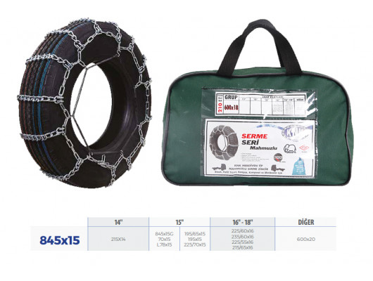 PATİNAJ ZİNCİRİ MİNİBÜS VE KAMYONET SERME 215x65x16 TRANSPORTER ZİNCİR EBATLARI İÇİN RESİME BAKINIZ