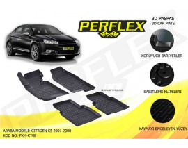 PERFLEX 3D X-MAT HAVUZLU PASPAS ÇEŞİTLERİ SİYAH CITROEN C5 2001-2008 3D X-MAT 5 PCS