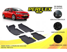 PERFLEX 3D X-MAT HAVUZLU PASPAS ÇEŞİTLERİ SİYAH CITROEN DS4 2010-2018 3D X-MAT 5 PCS