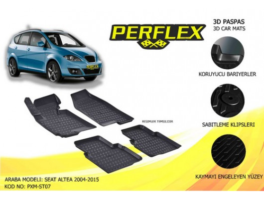 PERFLEX 3D X-MAT HAVUZLU PASPAS ÇEŞİTLERİ SİYAH SEAT CORDOBA 2009 3D X-MAT 5 PCS