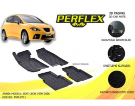 PERFLEX 3D X-MAT HAVUZLU PASPAS ÇEŞİTLERİ SİYAH SEAT LEON 1999-2006 3D X-MAT 5 PCS