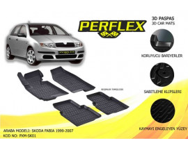 PERFLEX 3D X-MAT HAVUZLU PASPAS ÇEŞİTLERİ SİYAH SKODA FABIA 1999-2007 3D X-MAT 5 PCS