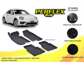 PERFLEX 3D X-MAT HAVUZLU PASPAS ÇEŞİTLERİ SİYAH VOLKSWAGEN BEETLE 1999-2007 3D X-MAT 5 PCS