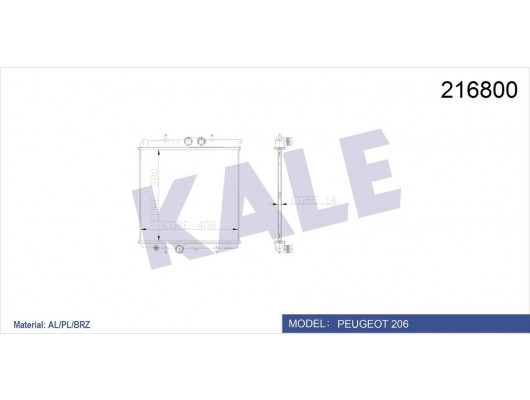 RADYATÖR 206 98 1.0-1.4-1.6 16V MEK KLİMASIZ 415x380x25