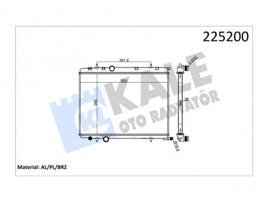 RADYATÖR 307 00 C4 04 1.4 16V-1.6 16V-PARTNER-BERLINGO 97 2.0HDI 00 AC /- MEKx562x378x27 AL/PL/BRZ