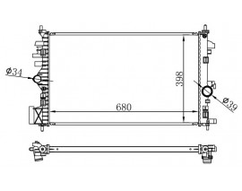 RADYATÖR BRAZİNG INSIGNIA-SAAB 9-5 1.6-1.8 08 AC MEK 680x398x16