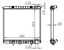RADYATÖR BRAZİNG RANGEROVER 4.0İ-4.6İ 98 MEK-OTOM 494x568x40