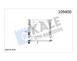RADYATÖR CLIO II-LOGAN 04 KNG 01 MGN 96 1.4-1.61.5D-1.9 KLİMASIZ MEK 430x377.5x23 2 SIRA AL PL