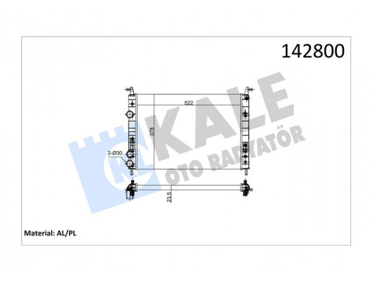 RADYATÖR PALIO 1.2-ALBEA 1.6 AC KLİMASIZ MEK 530x379x22 2 SIRA AL PL SİSTEM
