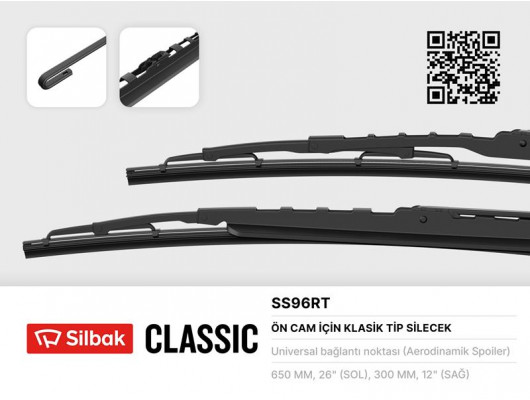 SİLECEK SÜPÜRGESİ 650/300mm RÜZGARLIKLI LGN II 01/01-09/07 TRAFICC 01 VOLVO S60-S80-V70-XC70-X