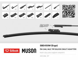 SİLECEK SÜPÜRGESİ MUZ TİPİ 450mm A. BC.C2.D VE U TİPİ KOLLAR ICIN MULTİ ADAPTORLÜ