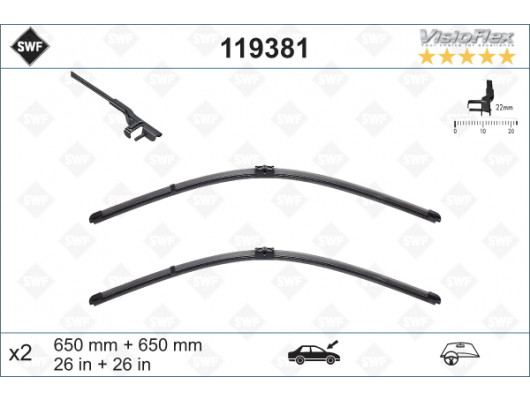 SILECEK SUPURGESI TAKIMI 650mm / 650mm MERCEDES C219 W211 S211 . PORSCHE CAYENNE . VW TOUAREG SWF