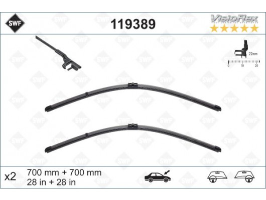 SILECEK SUPURGESI TAKIMI 700mm / 700mm MERCEDES W220 W221 . CITROEN C6 . PEUGEOT 407 SWF