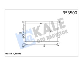 SU RADYATÖRÜ A3-SEAT ALTEA-LEON-TOLEDO III-SKODA OCTAVIA III-SUPERB II-YETİ II-VW BEETLE-CADDY II-IV -EOS-GOLF V-VI-JETTA III-IV-PASSAT-SCIROCCO-TOURAN 1.4TSI 1.9TDI 04 MT BRAZING 645x408x26