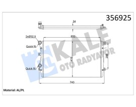 SU RADYATÖRÜ AUDI A3-SEAT ALTEA-LEON-TOLEDO III-SKODA OCTAVIA III-SUPERB II-YETİ II-VW BEETLE-CADDY II-IV-EOS-GOLF V-VI-JETTA III-IV-PASSAT-SCIROCCO-TOURAN 1.4TSI 1.9TDI 04 MT MEKANİK 650X416X34