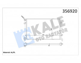 SU RADYATÖRÜ AUDI A3-SEAT ALTEA-LEON-TOLEDO III-SKODA OCTAVIA-YETI-VW CADDY III-EOS-GOLF V-VI-JETTA III-PASSAT-TOURAN 1.4 1.6 2.0 FSI 03 AT MT AC NAC MEKANİK 650x414x23 1K0121251DL-1K0121251AP