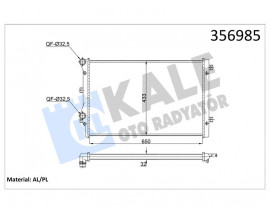 SU RADYATÖRÜ AUDI A3-TT 04 SEAT ALTEA-LEON-TOLEDO III 07 SKODA OCTAVIA-SUPEB-YETI 07 VW GOLF VI- JETTA III-IV-PASSAT-SCIROCCO 09 1.8 2.0TFSI-TSI MT MEKANİK 650x433x32 5K0121253B-1K0121251BB