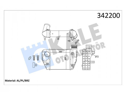 TURBO RADYATÖRÜ INTERCOOLER A6 4F5. C6 AL/PL/BRZ 200x202x62