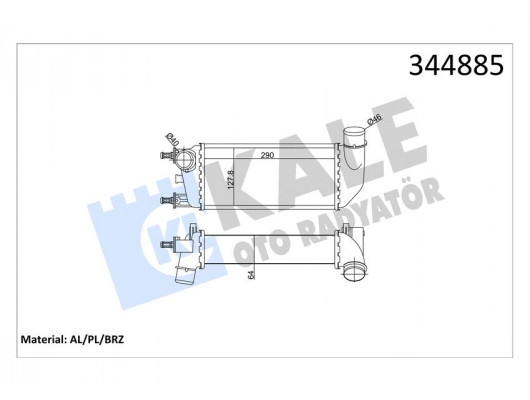 TURBO RADYATÖRÜ INTERCOOLER FIAT 500 1.3 DMTJ 08 FORD KA 1.3 TDCİ 08 AL/PL/BRZ