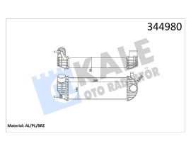 TURBO RADYATÖRÜ INTERCOOLER KNG 1.5 DCİ 08 385x143x64 AL/PL/BRZ