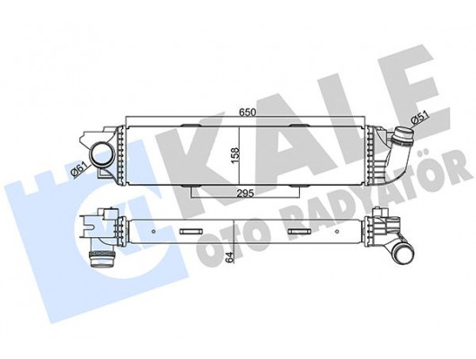 TURBO RADYATÖRÜ RENAULT TRAFIC III-OPEL VIVARO 1.6DCI 650x157x64