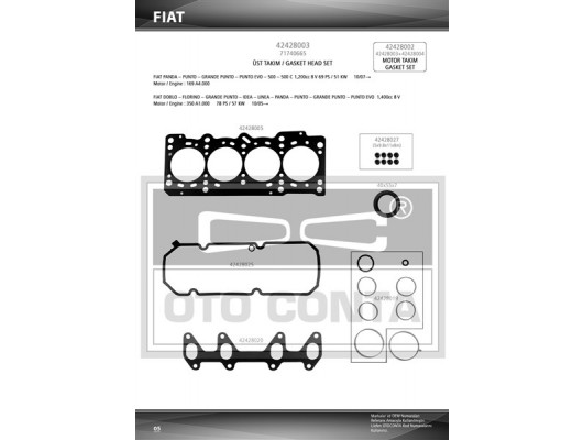 ÜST TAKIM CONTASI KEÇELİ PUNTO-DOBLO-FIORINO-LINEA 1.4 8V 199 A7.000-350 A1.000-FP4