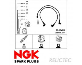 X BUJİ KABLOSU CADDY 85-92 GOLF I-II-JETTA II-PASSAT 85-88 T4 2.0-1.9 RC-VW210 AEE-ALM