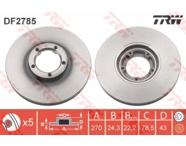 x ÖN FREN AYNASI TRANSİT 91-94 -TOURNEO 94-00 T15 270x24.3x5DLxHAVALI