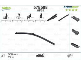 x SİLECEK SÜPÜRGESİ ÖN 55cm X1 MUZ TİPİ HydroConnect ÇOKLU BAĞLANTILI ÜNİVERSAL HF55
