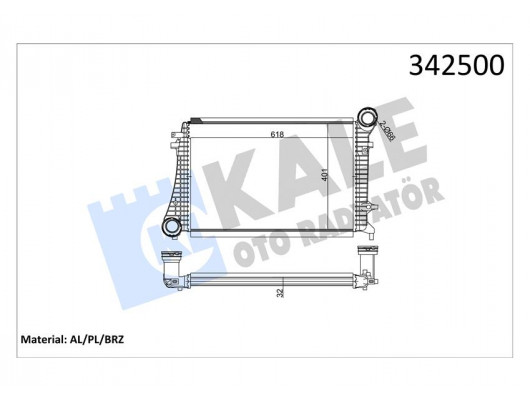 x TURBO RADYATÖRÜ INTERCOOLER A3-CADDY III-GOLF-JETTA-OCTAVIA-SUPERB-TOLEDO 615X406.6X32 AL-PL-